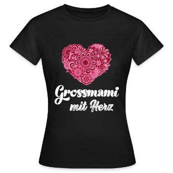 Grossmami mit Herz Oma Schweiz Grosi Schweizer Oma - Frauen T-Shirt - Schwarz - Vorne - AI Model Female 172 dark (172cm)