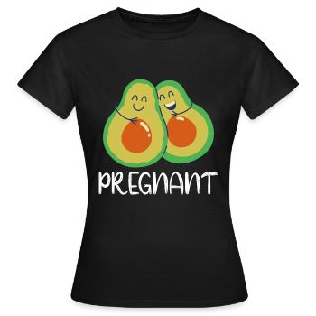 Pregnant Schwanger - Avocado Familie - Frauen T-Shirt - Schwarz - Vorne - AI Model Female 172 dark (172cm)
