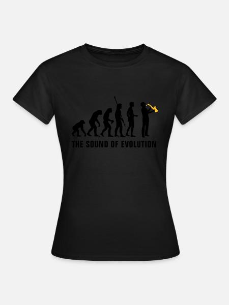 evolution_saxophon_b_2c - Frauen T-Shirt - Schwarz