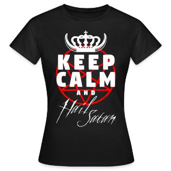 KEEP CALM AND HAIL SATAN - Pentagramme rouge - T-shirt Femme - noir - Devant - AI Model Female 172 dark (172cm)