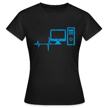 Cadeau Heartbeat Ordinateur PC - T-shirt Femme - noir - Devant - AI Model Female 172 dark (172cm)