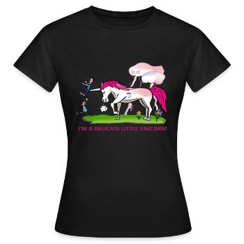 Delicate Unicorn - Zierliches Einhorn - Frauen T-Shirt - Schwarz - Vorne - AI Model Female 172 dark (172cm)