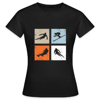 Slalom Ski Alpin Skirennen Vintage - Frauen T-Shirt - Schwarz - Vorne - AI Model Female 172 dark (172cm)