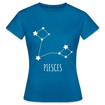 signe astrologique poisson - T-shirt Femme - bleu saphir antique chiné - Devant - AI Model Female 172 dark (172cm)