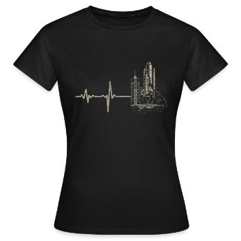 Cadeau espace Heartbeat - T-shirt Femme - noir - Devant - AI Model Female 172 dark (172cm)