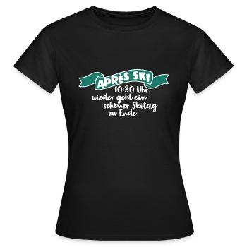 Après ski 10:30 am on a beautiful day of skiing comes to an end - Women's T-Shirt - black - Front - AI Model Female 172 dark (172cm)