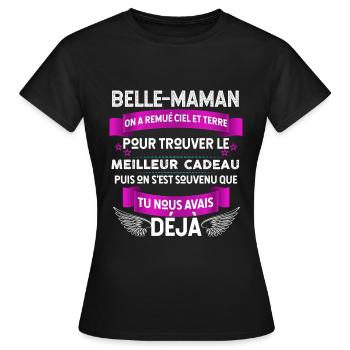 Belle-Mère idée Cadeau Humour Belle-maman - T-shirt Femme - noir - Devant - AI Model Female 172 dark (172cm)