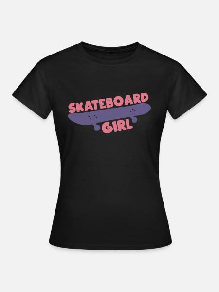 Skateboarding Girl - Frauen T-Shirt - Schwarz