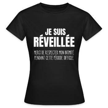 je suis réveillée - T-shirt Femme - noir - Devant - AI Model Female 172 dark (172cm)