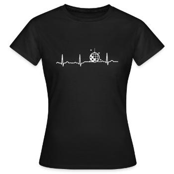 GESCHENK - EKG HERZLINIE DISCOKUGEL White - Frauen T-Shirt - Schwarz - Vorne - AI Model Female 172 dark (172cm)