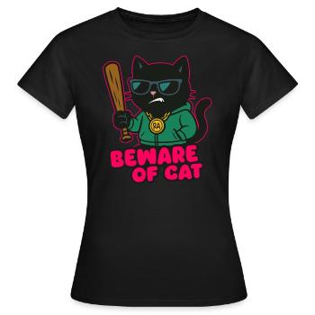 Black Cat Beware of Cat - Women's T-Shirt - black - Front - AI Model Female 172 dark (172cm)