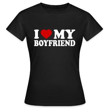 I love my boyfriend - T-shirt dam - svart - Fram - AI Model Female 172 dark (172cm)
