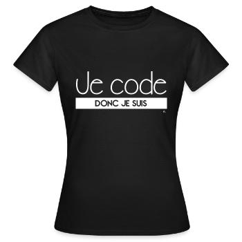Je code donc je suis - T-shirt Femme - noir - Devant - AI Model Female 172 dark (172cm)