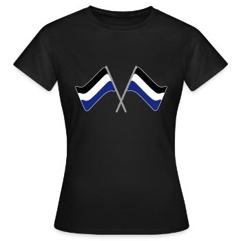 Drapeau noir-blanc-bleu | stade de football de drapeau - T-shirt Femme - noir - Devant - AI Model Female 172 dark (172cm)