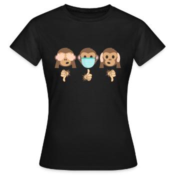 3 singes de mode (édition à deux ignorants) - T-shirt Femme - noir - Devant - AI Model Female 172 dark (172cm)