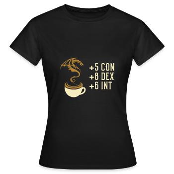 Coffee Stats Tabletop-RPG-Spiele - Frauen T-Shirt - Schwarz - Vorne - AI Model Female 172 dark (172cm)