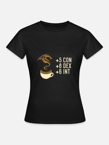 Coffee Stats Tabletop-RPG-Spiele - Frauen T-Shirt - Schwarz