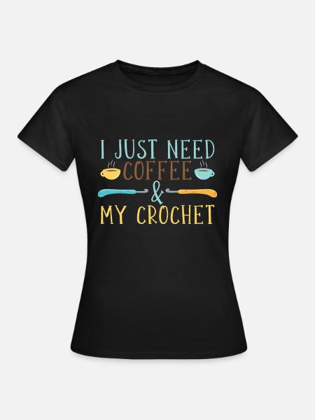 Kaffee & Häkeln - Frauen T-Shirt - Schwarz