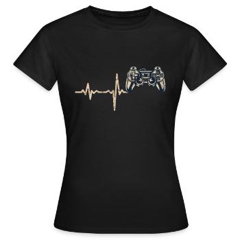 Shirt Geschenk Heartbeat Spielkonsole - Frauen T-Shirt - Schwarz - Vorne - AI Model Female 172 dark (172cm)