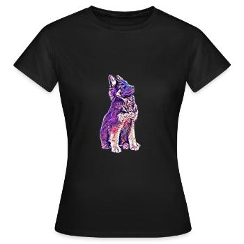 Schäferhund Welpe - Frauen T-Shirt - Schwarz - Vorne - AI Model Female 172 dark (172cm)