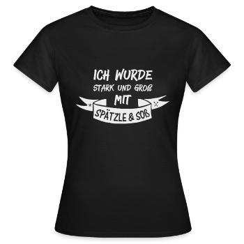 SPÄTZLE & SOß - Frauen T-Shirt - Schwarz - Vorne - AI Model Female 172 dark (172cm)