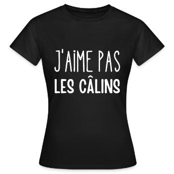 j'aime pas les câlins - T-shirt Femme - noir - Devant - AI Model Female 172 dark (172cm)
