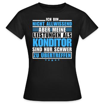 Des performances inégalées en tant que chef pâtissier - T-shirt Femme - noir - Devant - AI Model Female 172 dark (172cm)