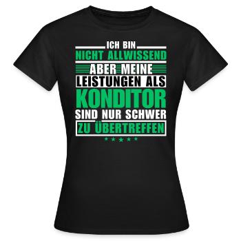 Des performances inégalées en tant que chef pâtissier - T-shirt Femme - noir - Devant - AI Model Female 172 dark (172cm)