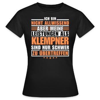 Unmatched performance as a plumber - Women's T-Shirt - black - Front - AI Model Female 172 dark (172cm)