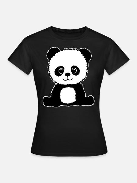 Panda Niedlich Lustig Geschenk Damen Herren Kinder - Frauen T-Shirt - Schwarz