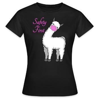 Lama mit Mundschutz gegen das Corona Virus - Frauen T-Shirt - Schwarz - Vorne - AI Model Female 172 dark (172cm)