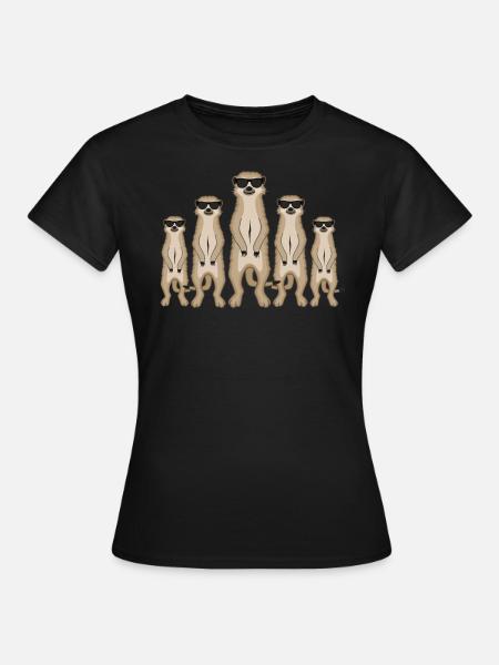 Erdmännchen Bande Sonnenbrille Lustig Geschenk - Frauen T-Shirt - Schwarz