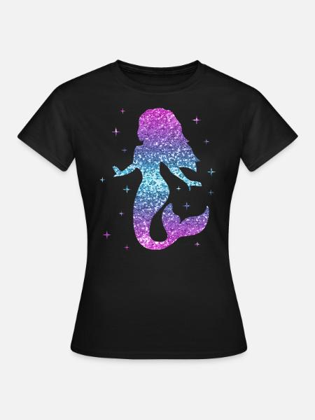 Mermaid ladies girls gift mermaid glitter - Women's T-Shirt - black