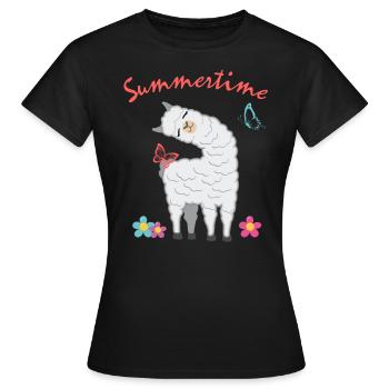 Vacances d'été en cadeau d'alpaga lama d'été - T-shirt Femme - noir - Devant - AI Model Female 172 dark (172cm)