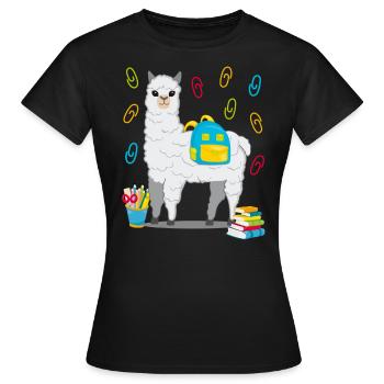 Lama Alpaka Einschulung Schulbeginn Geschenk 2020 - Frauen T-Shirt - Schwarz - Vorne - AI Model Female 172 dark (172cm)