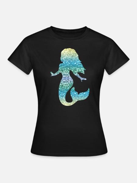 Meerjungfrau Frauen Mädchen Geschenk Nixe Glitzer - Frauen T-Shirt - Schwarz