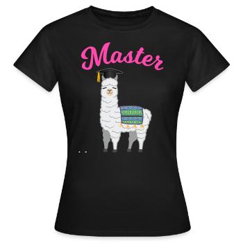 Master Studium Abschluss Lama Alpaka Geschenk - Frauen T-Shirt - Schwarz - Vorne - AI Model Female 172 dark (172cm)