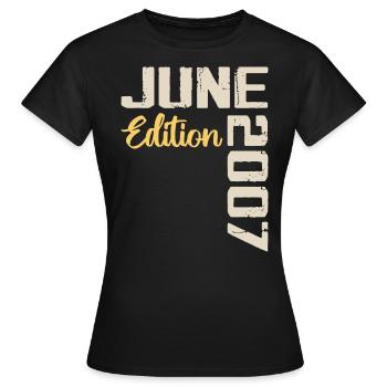 Né(e) en Juin 2007 Cadeau Juin 2007 Anniversaire - T-shirt Femme - noir - Devant - AI Model Female 172 dark (172cm)