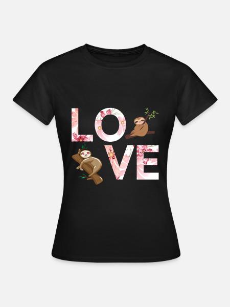 Faultier liebe - Frauen T-Shirt - Schwarz