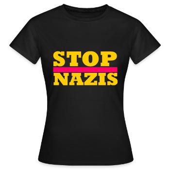 Stop Nazis - Women's T-Shirt - black - Front - AI Model Female 172 dark (172cm)
