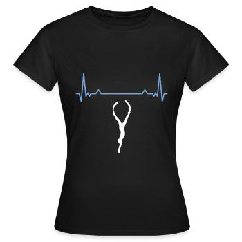Freediving Heartbeat für Freediver & Apnoetaucher - Frauen T-Shirt - Schwarz - Vorne - AI Model Female 172 dark (172cm)