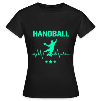 Handball EKG Herzschlag Puls Sprungwurf - Frauen T-Shirt - Schwarz - Vorne - AI Model Female 172 dark (172cm)