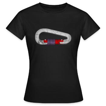 Karabiner - Frauen T-Shirt - Schwarz - Vorne - AI Model Female 172 dark (172cm)
