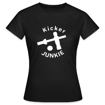 Tischfussball Kicker Junkie Tischfußball - Frauen T-Shirt - Schwarz - Vorne - AI Model Female 172 dark (172cm)