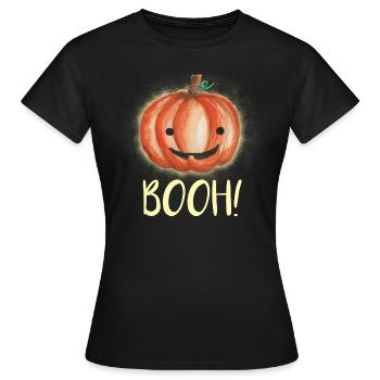 booh kuerbis Halloween pumpkin - Frauen T-Shirt - Schwarz - Vorne - AI Model Female 172 dark (172cm)