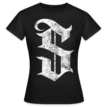 Tshirt alphabet initial S - T-shirt Femme - noir - Devant - AI Model Female 172 dark (172cm)