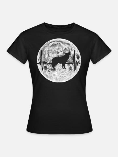 Wolf Herzschlag Wölfe Puls Geschenk - Frauen T-Shirt - Schwarz