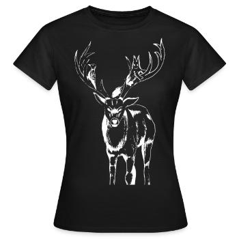 Rothirschfantasie, Waldtier - Frauen T-Shirt - Schwarz - Vorne - AI Model Female 172 dark (172cm)