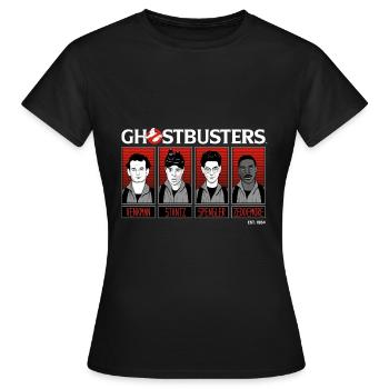 Ghostbusters Charaktere 1984 - Frauen T-Shirt - Schwarz - Vorne - AI Model Female 172 dark (172cm)