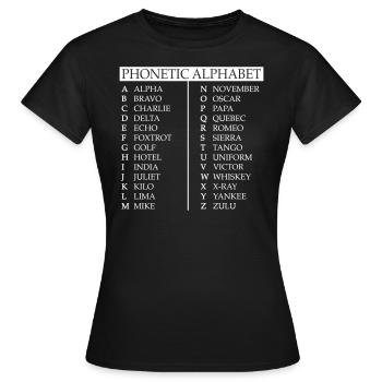 Phonetic alphabet - Women's T-Shirt - black - Front - AI Model Female 172 dark (172cm)